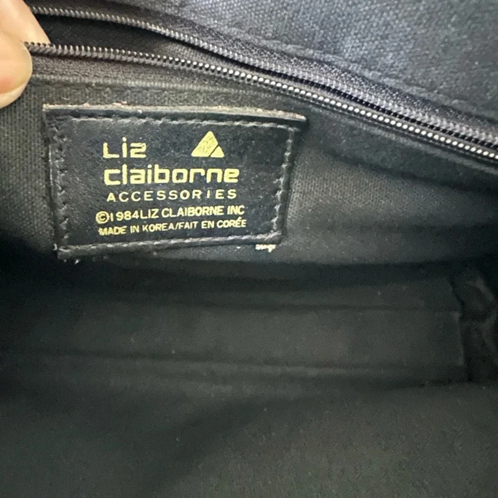 LIZ CLAIBORNE Black Gray Leather Crossbody Bag Vintage